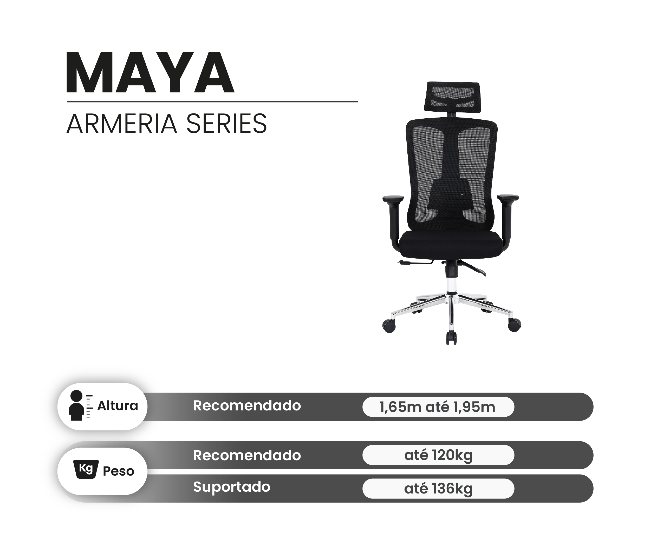 Cadeira de Escritório Ergonômica DT3 Maya